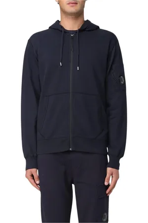C.P. Company Sweatshirts & Hoodies, Herr, M, Bomull, Blå Hoodie med Goggle-detalj