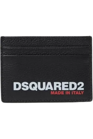 Dsquared2 Accessoarer, Herr, ONE Size, Läder, Svart läderkorthållare med logotyp