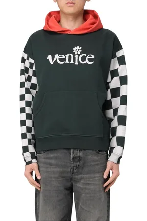 ERL Sweatshirts & Hoodies, Herr, L, Bomull, Svart Schackrutig Hoodie