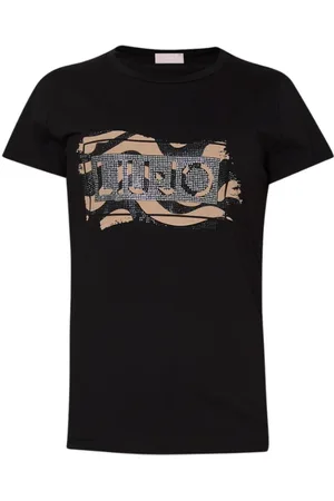 Liu Jo Topp, Dam, L, Bomull, Kortärmad Bomull T-shirt Svart