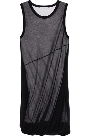 Helmut Lang Klänning, Dam, S, Bomull, Svart Bubble Klänning Giricollo Jersey Overlay