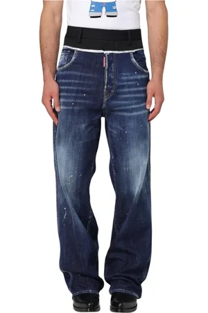 Dsquared2 Jeans, Herr, M, Bomull, Blå Paint Splatter Jeans för Män