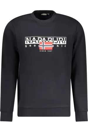 Napapijri Sweatshirts & Hoodies, Herr, S, Bomull, Svart Bomullssweatshirt med Logotyptryck