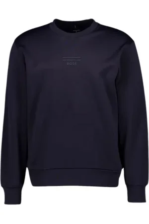 HUGO BOSS Sweatshirts & Hoodies, Herr, L, Bomull, Herr Crewneck Sweatshirt Mörkblå