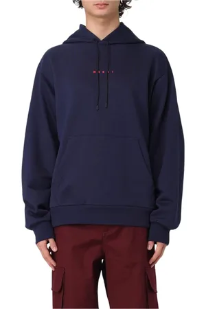 Marni Sweatshirts & Hoodies, Herr, M, Bomull, Broderad Logga Hoodie Vit Sweatshirt