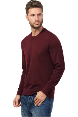 Armani Exchange Stickade tröjor & koftor, Herr, S, Klassisk Crewneck Tröja Rödvin