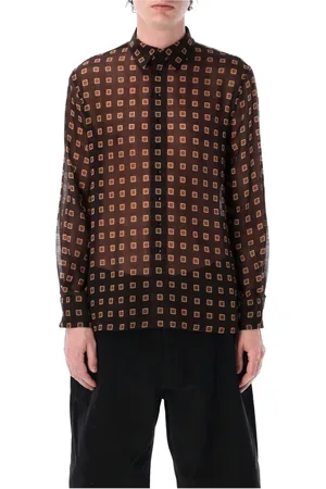 Saint Laurent Skjorta, Herr, L, Svart Ocra Ss25 Ullskjorta