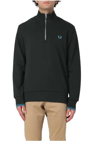 Fred Perry Sweatshirts & Hoodies, Herr, M, Bomull, Grön Zip Sweatshirt