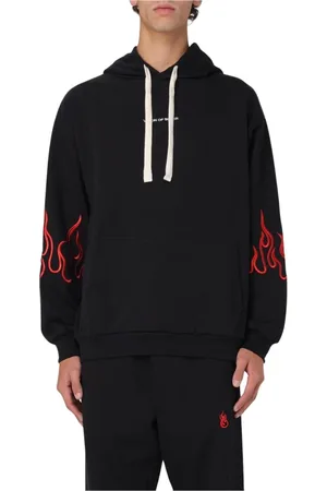 Vision Of Super Sweatshirts & Hoodies, Herr, M, Bomull, Svart Flame Sleeve Hoodie Män