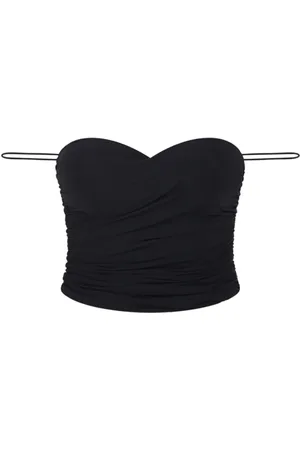 Amazuìn Topp, Dam, ONE Size, Svart Draperad Bustier Topp