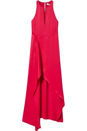Twin-Set Klänning, Dam, XL, Fuchsia Lång Klänning med Rund Hals