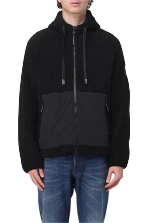 Peuterey Sweatshirts & Hoodies, Herr, L, Nylon, Svart Fleece Hoodie Jacka