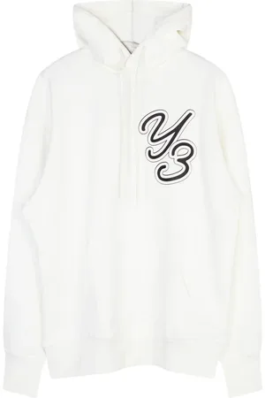 Y-3 Sweatshirts & Hoodies, Herr, L, Bomull, Vit Grafisk Logo Hoodie
