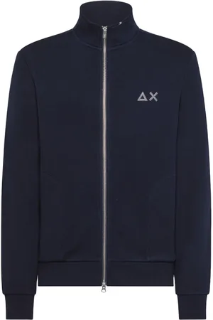 sun68 Sweatshirts & Hoodies, Herr, 2Xl, Bomull, Blå Bomullströja med Hög Krage