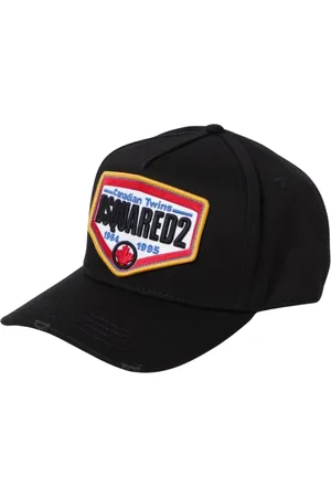 Dsquared2 Accessoarer, Herr, ONE Size, Bomull, Svart Baseball Cap Patch Hatt