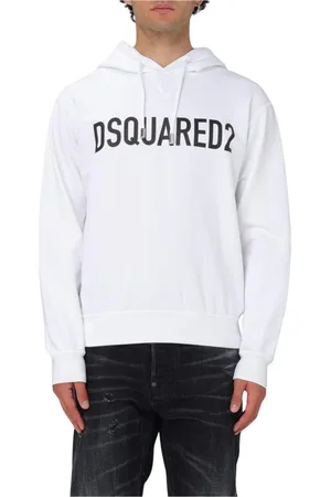 Dsquared2 Sweatshirts & Hoodies, Herr, M, Bomull, Logo Hoodie i Vit
