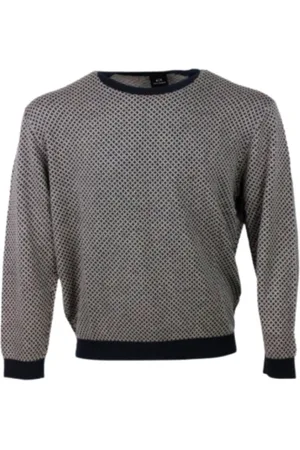 Armani Exchange Stickade tröjor & koftor, Herr, XS, Bomull, Crewneck Sweatshirt med diamantmönster