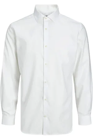 JACK & JONES Skjorta, Herr, M, Bomull, Klassisk Vit Skjorta för Kostym