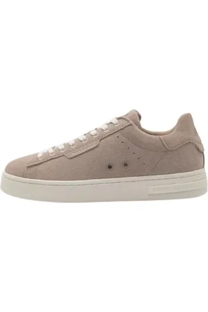 Armani Exchange Skor, Herr, 45 EU, Läder, Grundläggande lädersneakers sandfärg