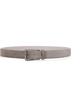 Brunello Cucinelli Accessoarer, Dam, L, Läder, Grå läderbälte med stansade hål detaljer