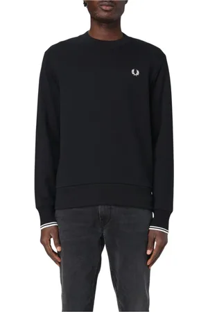Fred Perry Sweatshirts & Hoodies, Herr, M, Bomull, Ikonisk Svart Sweatshirt med Tippad Manschett