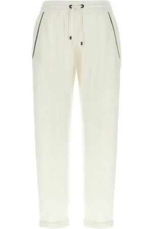 Brunello Cucinelli Byxor, Dam, S, Vita dragsko byxor med fickor