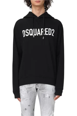 Dsquared2 Sweatshirts & Hoodies, Herr, L, Bomull, Vit Logo Hoodie Sweatshirt