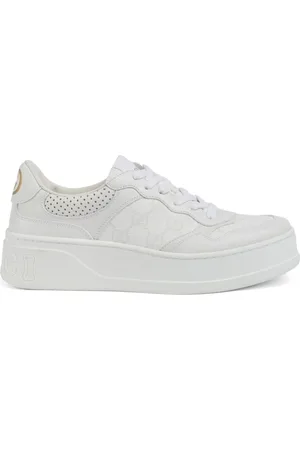Gucci Skor, Dam, 41 EU, Läder, Vita Lädersneakers med Logodetaljer
