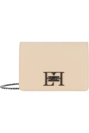 Elisabetta Franchi Väska, Dam, ONE Size, Läder, Kräm Skuldväska med Kedjerem