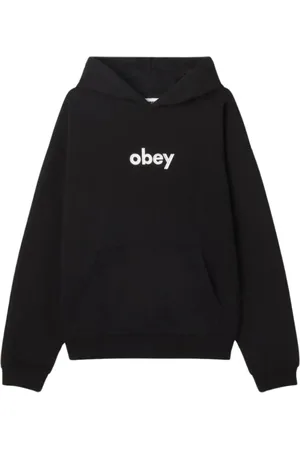 Obey Sweatshirts & Hoodies, Herr, S, Bomull, Svart huvtröja med broderad logotyp