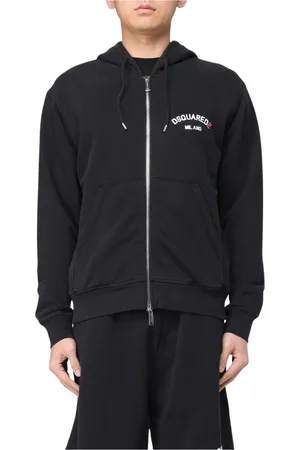 Dsquared2 Sweatshirts & Hoodies, Herr, XL, Bomull, Svart ZipUp Hoodie Activewear