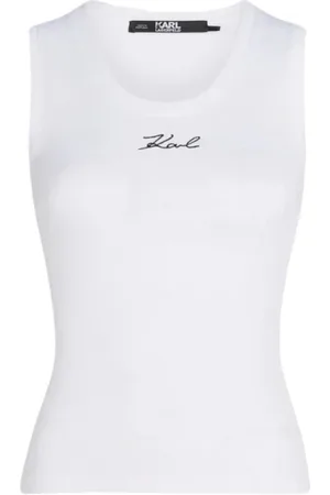 Karl Lagerfeld Topp, Dam, L, Bomull, Top Smanicato