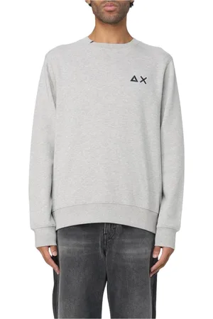 sun68 Sweatshirts & Hoodies, Herr, XL, Bomull, Grå Logo Sweatshirt för Män