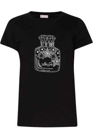 Liu Jo Topp, Dam, S, Bomull, Kortärmad Bomull T-shirt Svart