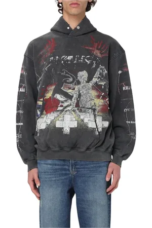 Represent Sweatshirts & Hoodies, Herr, S, Bomull, Grå Grafisk Hoodie Avslappnad Stil
