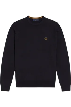 Fred Perry Stickade tröjor & koftor, Herr, XS, Navy Ull Rundhals Tröja