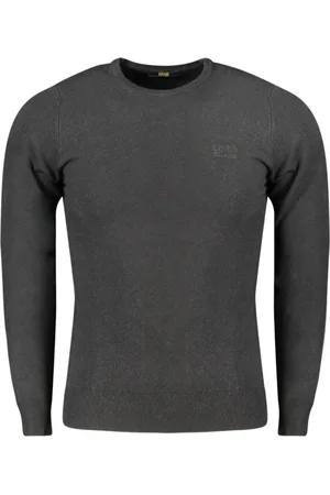 Roberto Cavalli Stickade tröjor & koftor, Herr, 2Xl, Svart långärmad topp med broderat logotyp