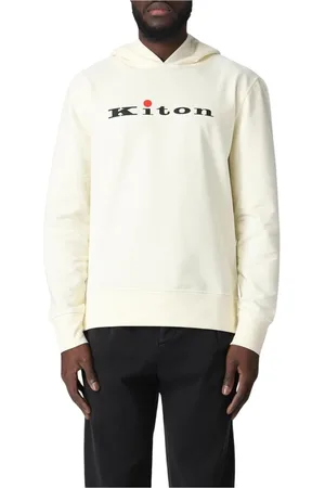 Kiton Sweatshirts & Hoodies, Herr, XL, Logo Hoodie i Gul Kräm