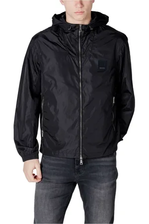 Armani Exchange Jacka, Herr, XL, Svart Huva med Dragkedja och Fickor