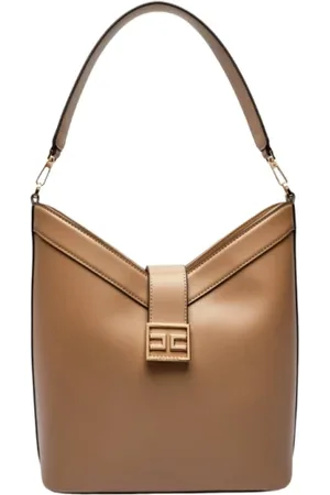 Elisabetta Franchi Väska, Dam, ONE Size, Polyester, Kamel Axelväska med Magnetisk Stängning
