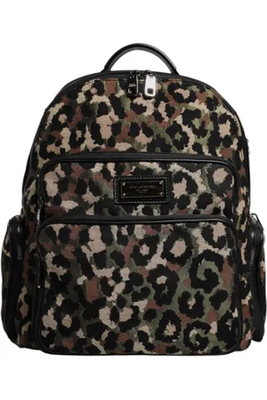Dolce & Gabbana Väska, unisex, ONE Size, Bomull, Leopard Print Logo Plaque Herr Ryggsäck