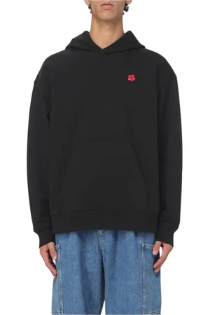 Kenzo Sweatshirts & Hoodies, Herr, L, Svart Blommig Hoodie Stilfull Sweatshirt