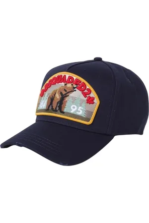 Dsquared2 Accessoarer, Herr, ONE Size, Bomull, Svart Bear Patch Baseball Cap