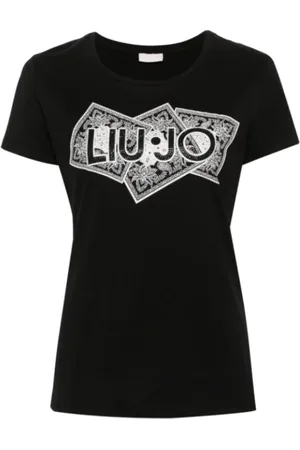 Liu Jo Topp, Dam, S, Bomull, Kortärmad bomullst-shirt svart