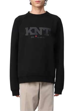 Kiton Sweatshirts & Hoodies, Herr, M, Svart Logo Sweatshirt för Män