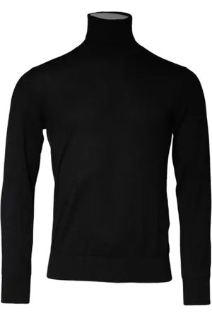Dolce & Gabbana Stickade tröjor & koftor, Herr, M, Kashmir, Lyxig Svart Turtleneck Sweater Classic Fit
