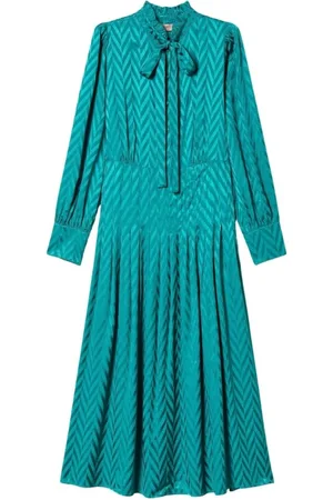 Twin-Set Klänning, Dam, M, Lång Chevron Klänning med Båge