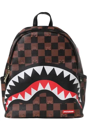 Sprayground Väska, Herr, ONE Size, Läder, Brun Schack Haj Mini Ryggsäck