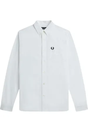 Fred Perry Skjorta, Herr, S, Vit Skjorta med Långa ärmar