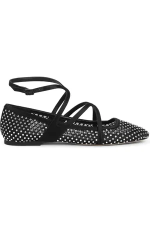 Jimmy Choo Skor, Dam, 38 EU, Läder, Svarta Ballerinaskor Eleganta Strass Mesh